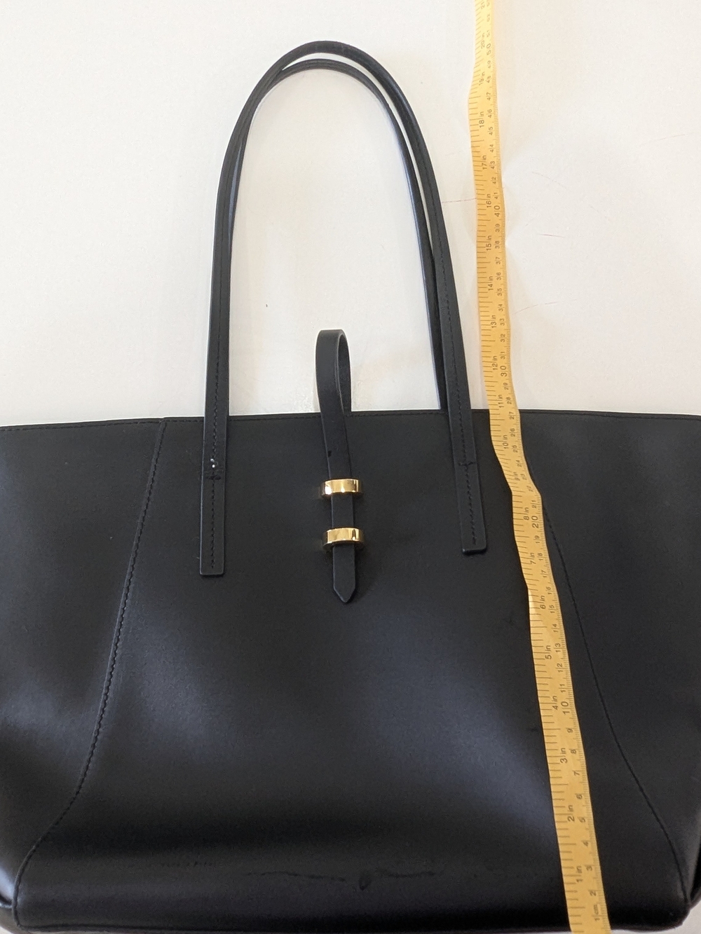 ZAC Zac Posen Black Leather Tote Bag Gold Hardware Designer Shopper Purse